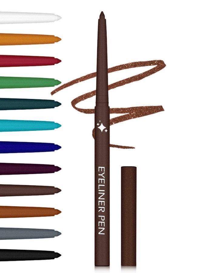 Lestpola Glitter Brown Eyeliner Pencil,Glitter Gel Eyeliner Pencils, Waterproof Smudge Proof Long-Lasting Metallic Waterline Eye Liner, Precision Retractable Shine Pen for Mature Women Girls Eye Makeup- #09 - Image 1